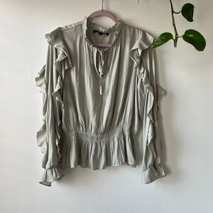 Marc New York dusty green ruffled blouse